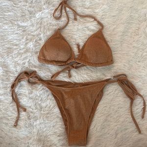 Shein metallic gold/burnt orange two piece bikini swimsuit